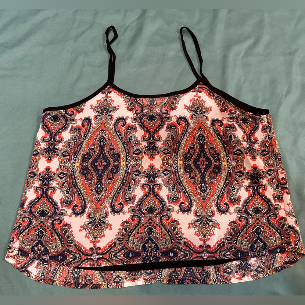 Sans Souci lined sheer cami, fantastic print, Sz Small.